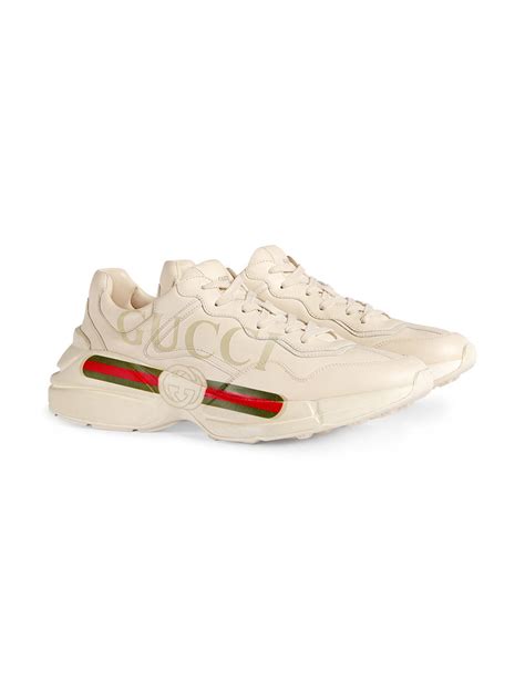 rhyton gucci logo leather sneaker fake|gucci rhyton sneakers for women.